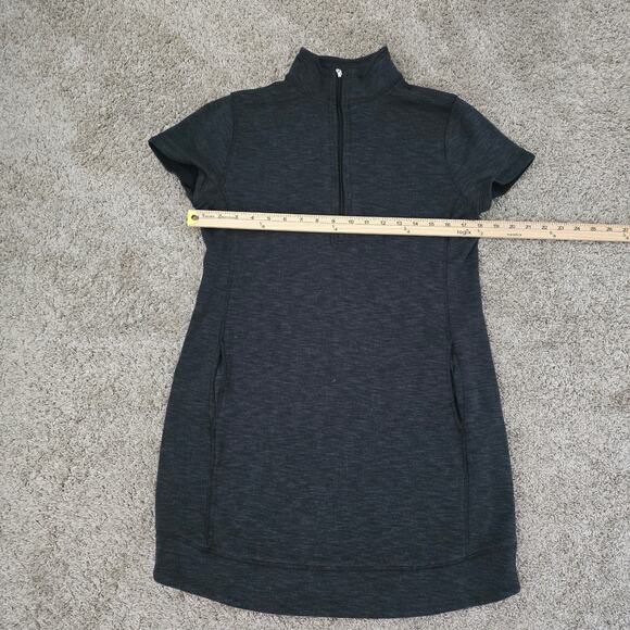 Women's  Quarter Zip Sweater Dress Gray Short Sleeve S Casual Winter Layering - Picture 6 of 9
